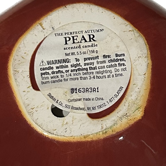 The Perfect Autumn PEAR Harry Slatkin 2008 5.5oz Empty Candle Holder Replacement - Picture 3 of 4